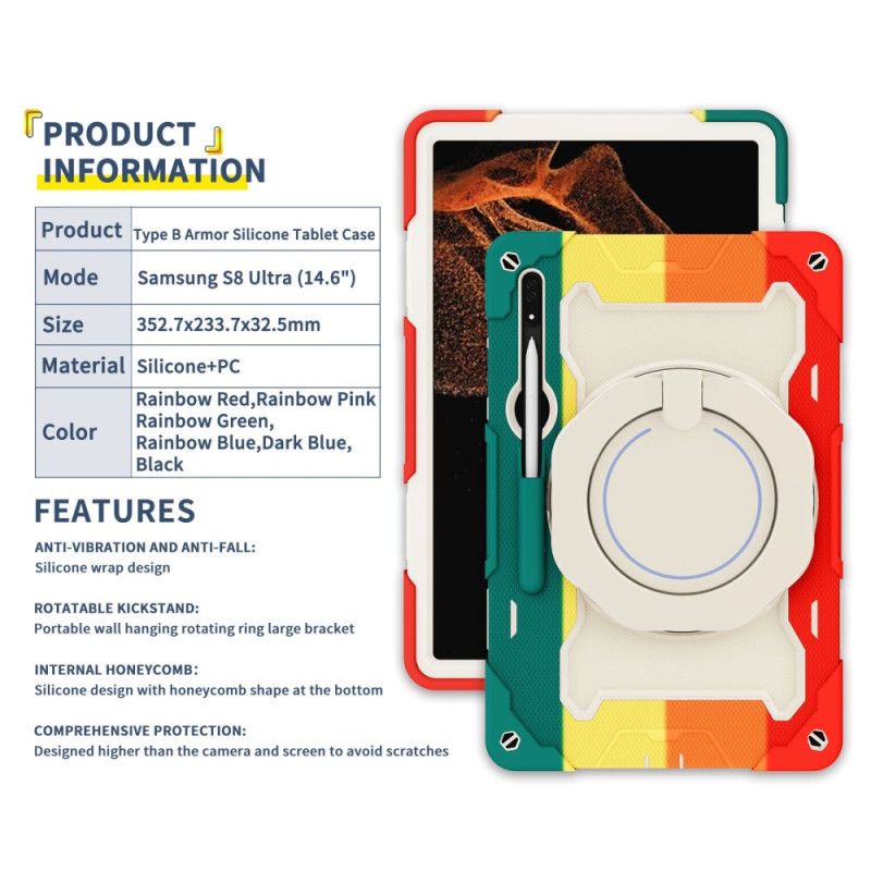 Kryt Samsung Galaxy Tab S9 Ultra Multifunkční Otočná Rukojeť