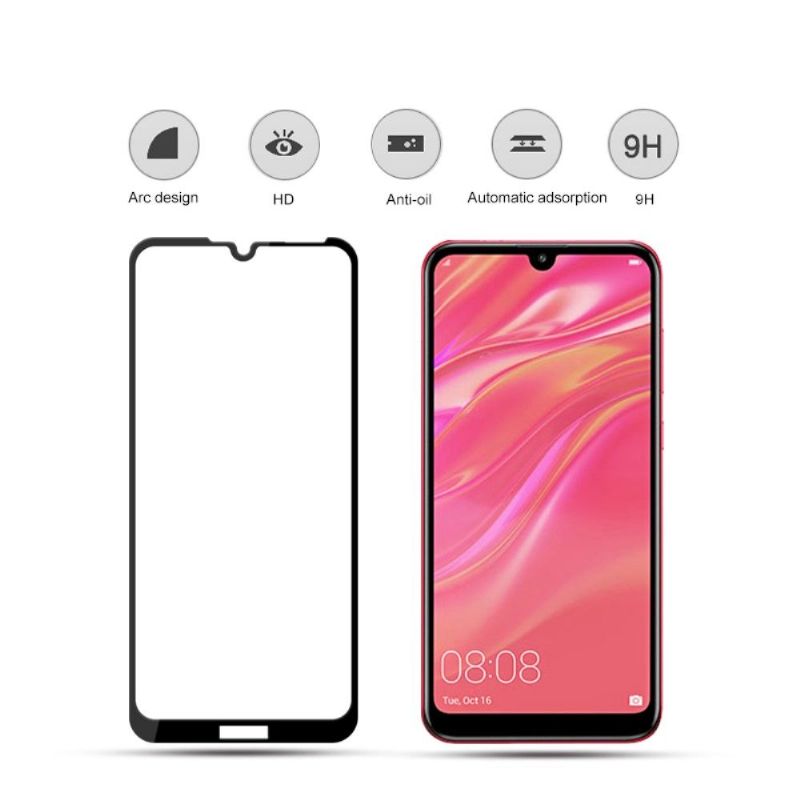 Huawei Y7 2019 – Ochranné Tvrzené Sklo V Plné Velikosti – Černá