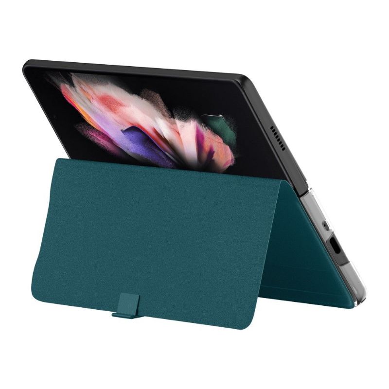 Flipové Pouzdro Na Samsung Galaxy Z Fold 3 5G Kožené Pouzdro Zelená