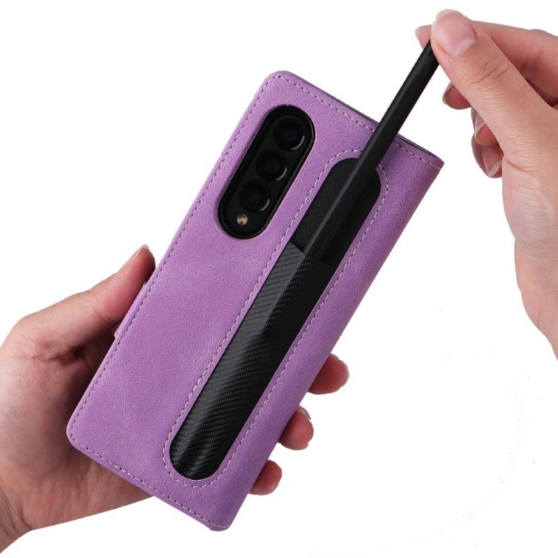 Kryt Flipové Pouzdro Na Samsung Galaxy Z Fold 3 5G Prošívání Z Umělé Kůže