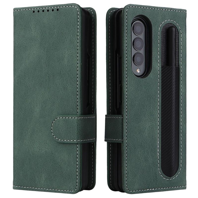 Kryt Flipové Pouzdro Na Samsung Galaxy Z Fold 3 5G Prošívání Z Umělé Kůže
