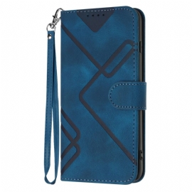 Kožený Kryt Google Pixel 10 / 10 Pro Geometrické Linie A Popruh