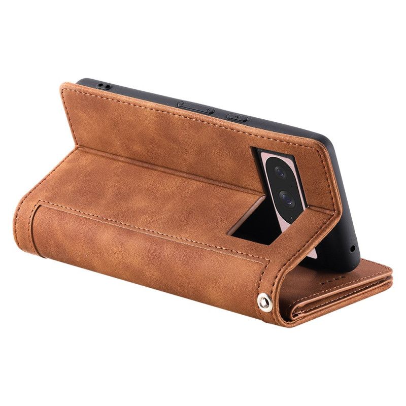 Kožený Kryt Google Pixel 10 / 10 Pro Peněženka S 9 Přihrádkami Na Karty A Popruhem