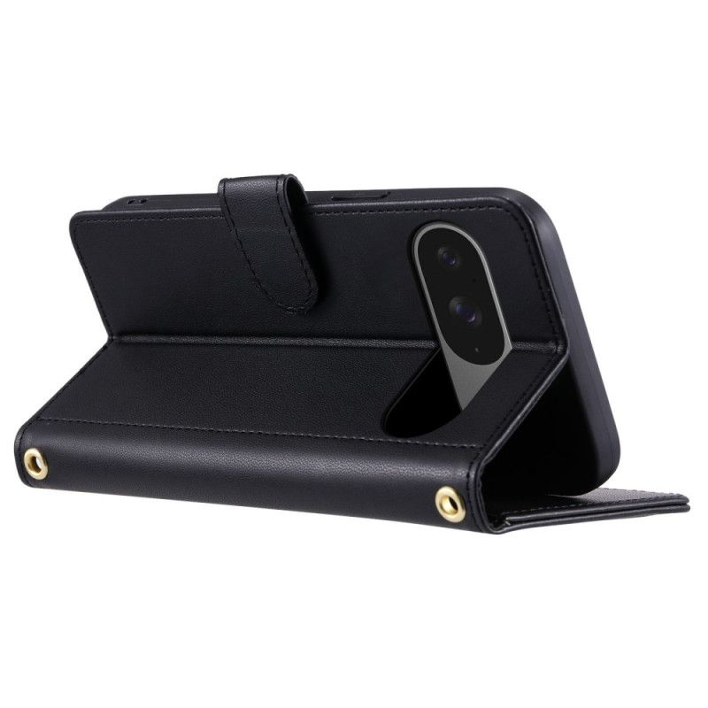 Kožený Kryt Google Pixel 10 / 10 Pro Prošívaný S Řemínky