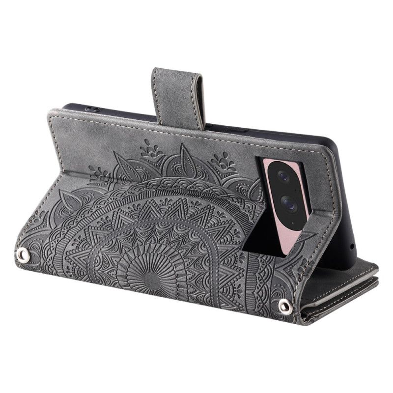 Kožený Kryt Na Google Pixel 10 / 10 Pro Peněženka S Mandalovým Semišovým Efektem