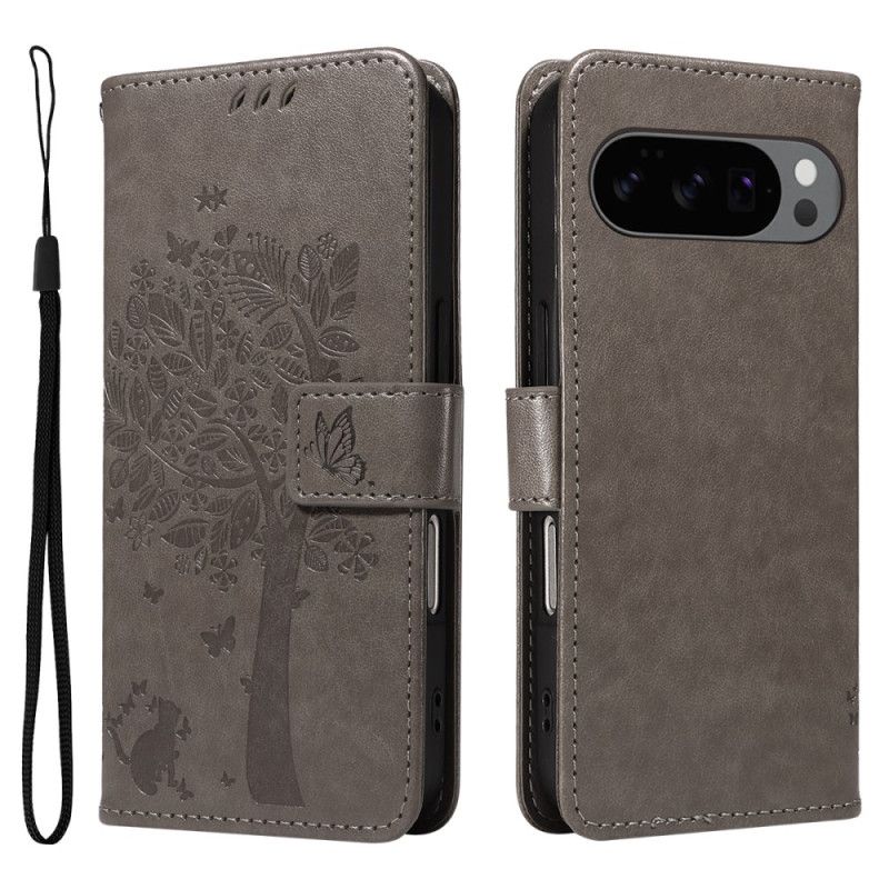 Kožený Kryt Na Google Pixel 10 / 10 Pro Strom A Kočka