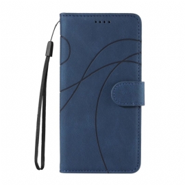 Kožený Kryt Na Xiaomi Redmi Note 13 4g Zakřivené Čáry S Páskem