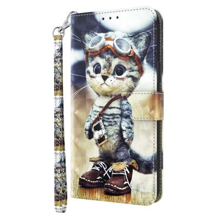 Kožený Kryt Xiaomi Redmi Note 13 4g Letecká Kočka S Popruhem