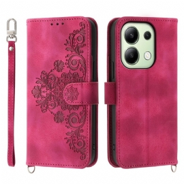 Kožený Kryt Xiaomi Redmi Note 13 4g Styl S Krajkovým Páskem