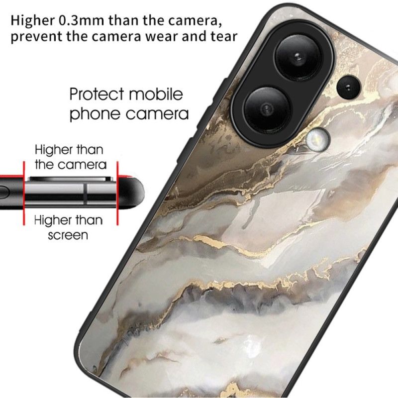 Kryt Xiaomi Redmi Note 13 4g Kryty Na Mobil Béžové Mramorové Tvrzené Sklo