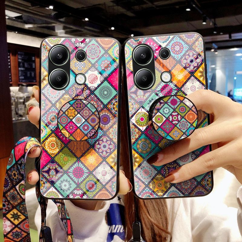 Kryt Xiaomi Redmi Note 13 4g Patchworkový Podpůrný Kroužek A Popruh