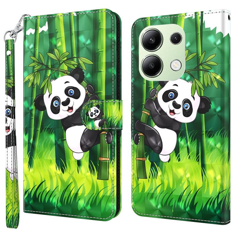 Peněženková Pouzdra Xiaomi Redmi Note 13 4g Bambusová Panda S Popruhem