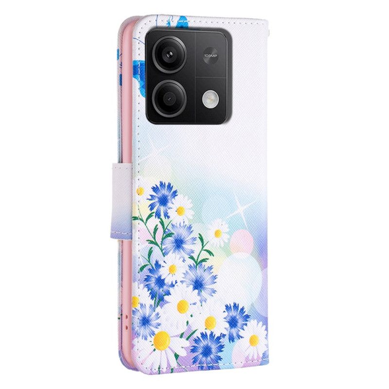 Peněženková Pouzdra Xiaomi Redmi Note 13 4g Kryty Na Mobil Akvarel S Motýly A Květinami