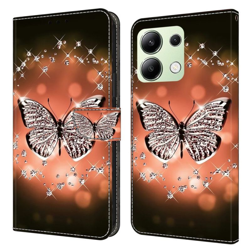 Peněženková Pouzdra Xiaomi Redmi Note 13 4g Kryty Na Mobil Křišťáloví Motýli