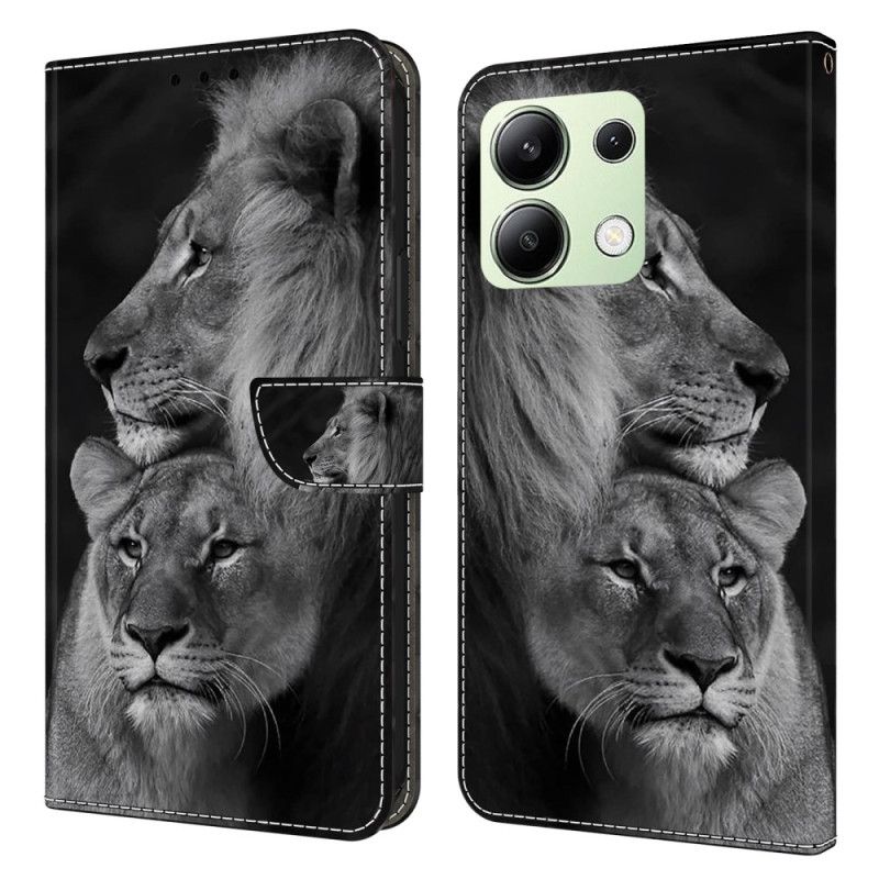 Peněženková Pouzdra Xiaomi Redmi Note 13 4g Kryty Na Mobil Pár Lvů