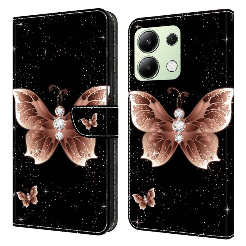 Peněženková Pouzdra Xiaomi Redmi Note 13 4g Kryty Na Mobil Růžoví Diamantoví Motýli
