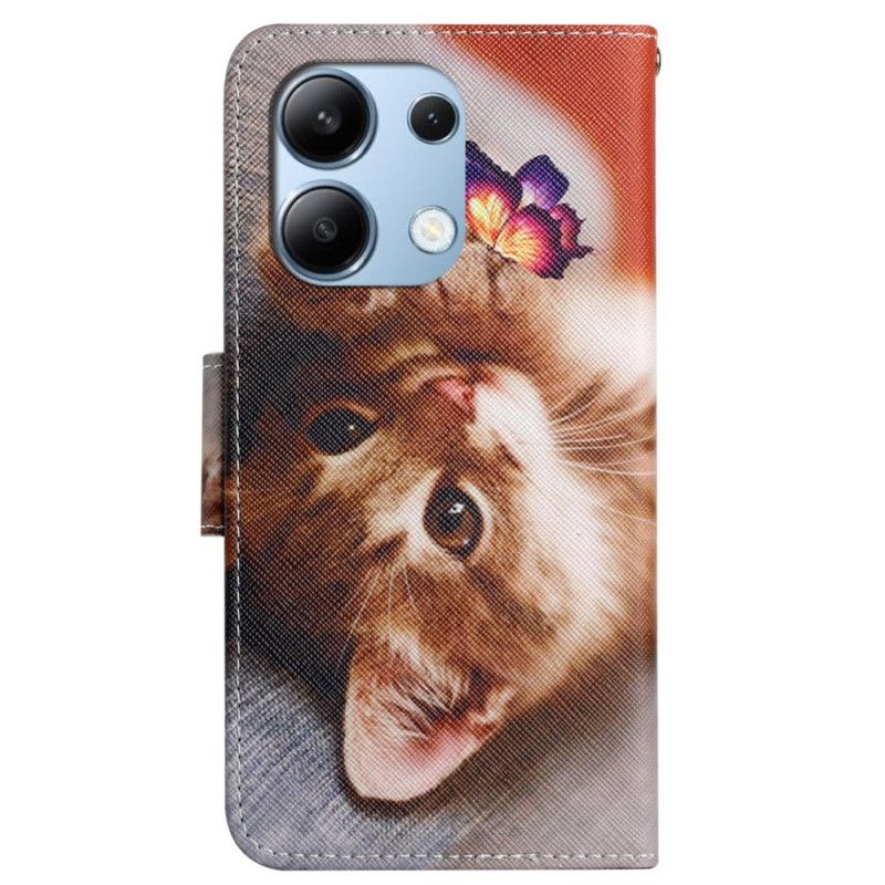 Peněženková Pouzdra Xiaomi Redmi Note 13 4g Motýl A Kočka S Popruhem