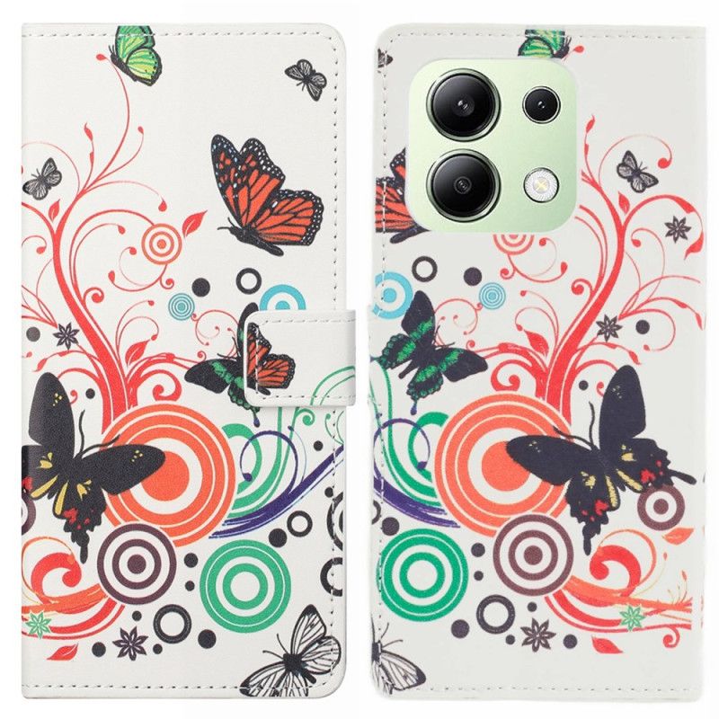 Peněženková Pouzdra Xiaomi Redmi Note 13 4g Motýli Na Bílém Pozadí
