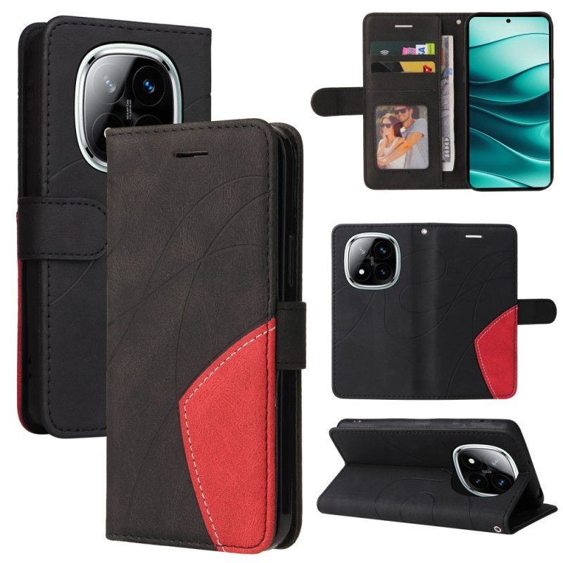 Kožený Kryt Xiaomi Redmi Note 14 Pro 5g Dvoubarevné Vlnovky