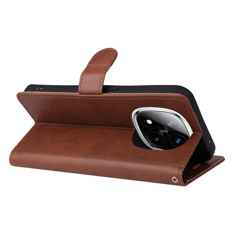 Kožený Kryt Xiaomi Redmi Note 14 Pro 5g Jednobarevná Umělá Kůže