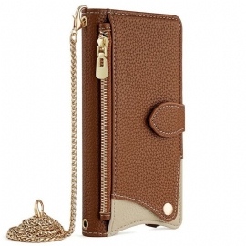 Kožený Kryt Xiaomi Redmi Note 14 Pro 5g Peněženka S Řetízkem