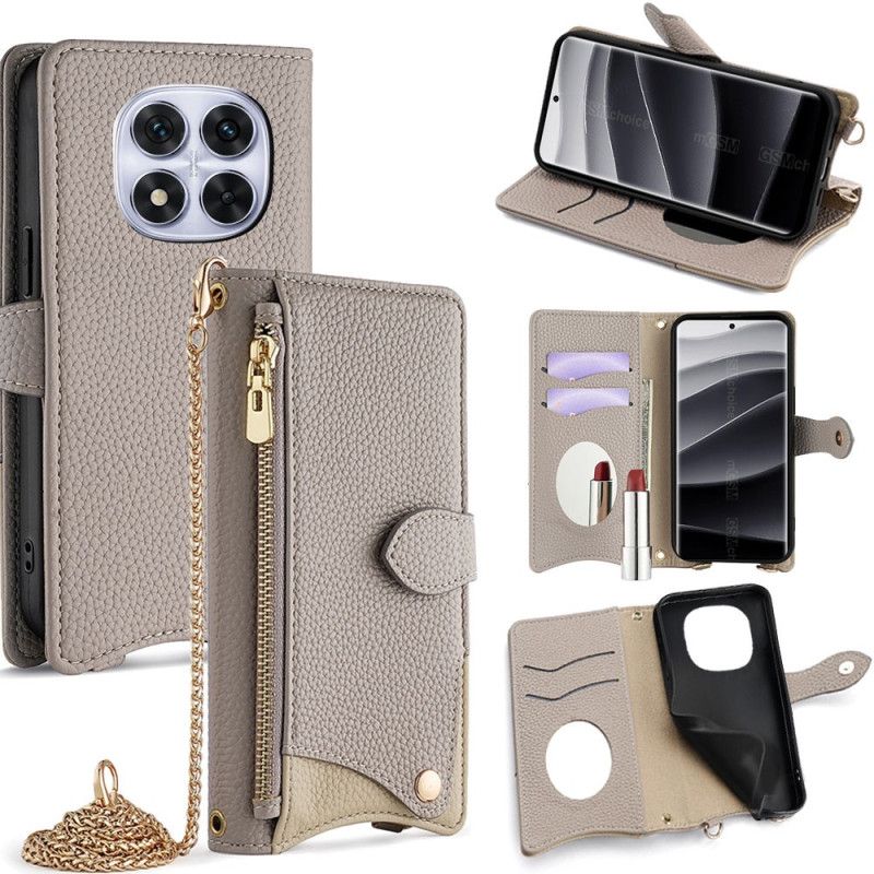 Kožený Kryt Xiaomi Redmi Note 14 Pro 5g Peněženka S Řetízkem