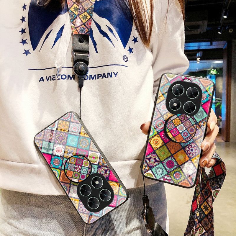 Kryt Xiaomi Redmi Note 14 Pro 5g Patchworkový Pásek A Držák Na Prsteny