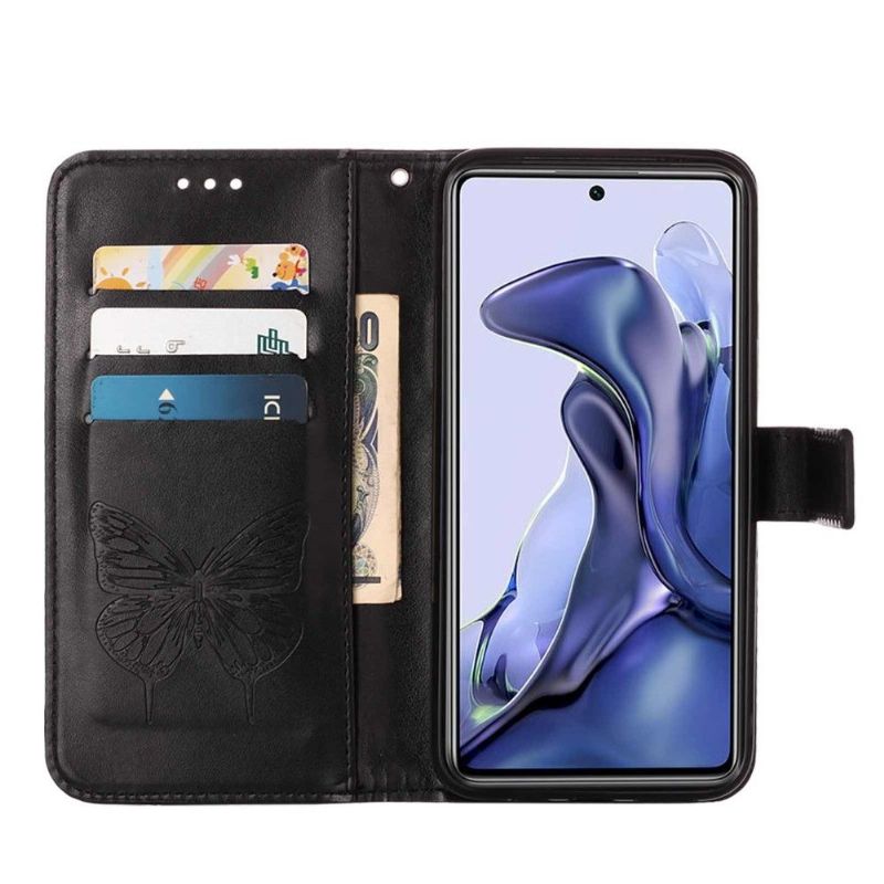 Flipové Pouzdro Na Xiaomi 11T / 11T Pro Držák Karet S Motýlím Květem