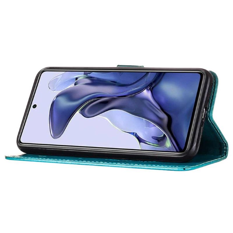 Flipové Pouzdro Na Xiaomi 11T / 11T Pro Držák Karet S Motýlím Květem