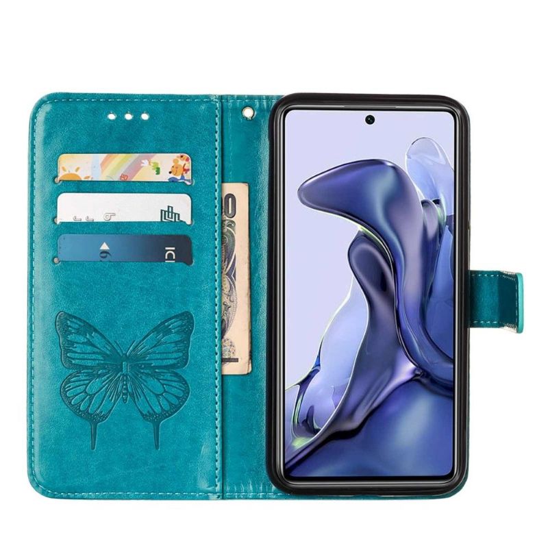 Flipové Pouzdro Na Xiaomi 11T / 11T Pro Držák Karet S Motýlím Květem