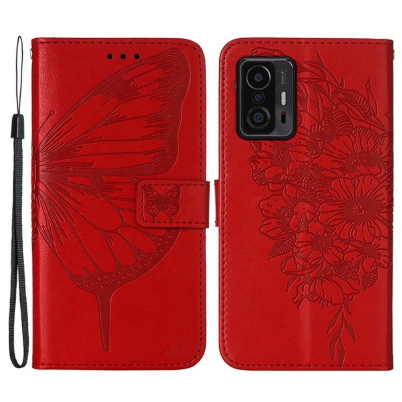 Flipové Pouzdro Na Xiaomi 11T / 11T Pro Držák Karet S Motýlím Květem