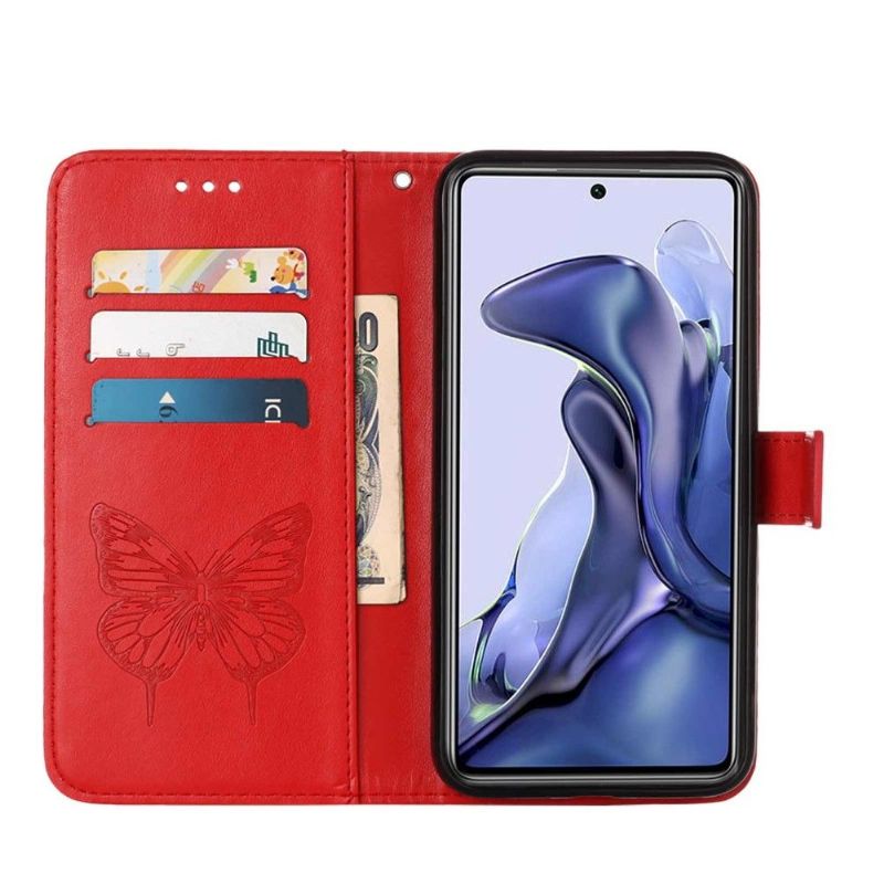 Flipové Pouzdro Na Xiaomi 11T / 11T Pro Držák Karet S Motýlím Květem