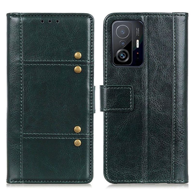 Flipové Pouzdro Na Xiaomi 11T / 11T Pro Kožený Efekt S Nýty