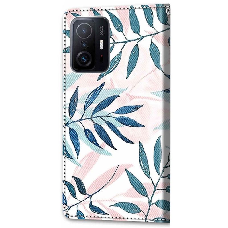 Flipové Pouzdro Na Xiaomi 11T / 11T Pro Zelené A Růžové Listy
