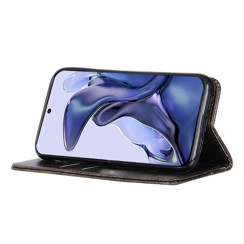 Kožené Pouzdro Folio Na Xiaomi 11T / 11T Pro Nýty Z Umělé Kůže Simon