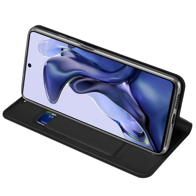 Kožené Pouzdro Folio Na Xiaomi 11T / 11T Pro Obchodní Saténový Efekt