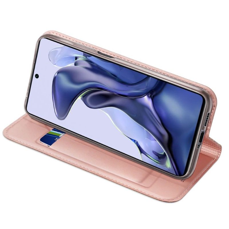 Kožené Pouzdro Folio Na Xiaomi 11T / 11T Pro Obchodní Saténový Efekt