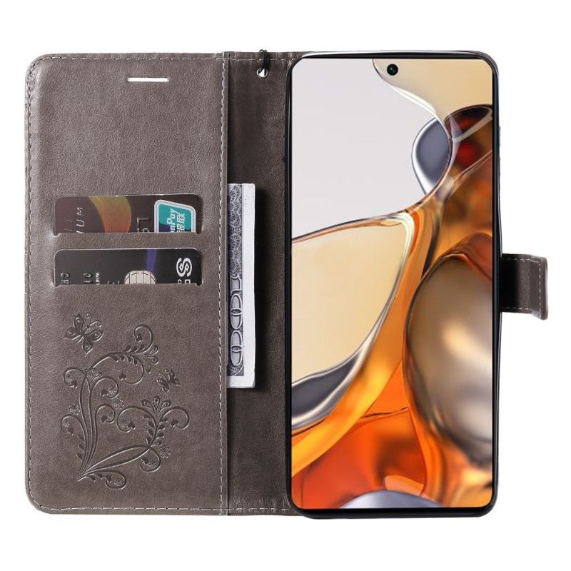 Kožené Pouzdro Na Xiaomi 11T / 11T Pro Motýli Podpůrných Funkcí