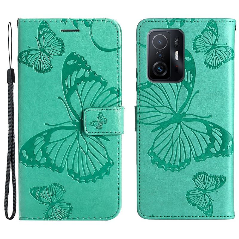 Kožené Pouzdro Na Xiaomi 11T / 11T Pro Motýli Podpůrných Funkcí