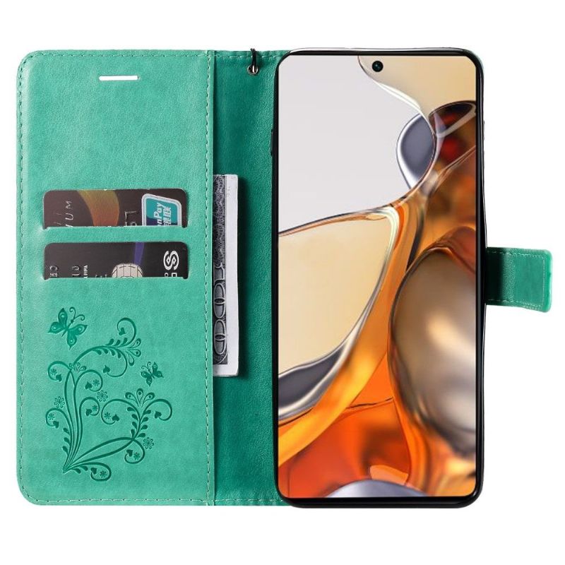 Kožené Pouzdro Na Xiaomi 11T / 11T Pro Motýli Podpůrných Funkcí