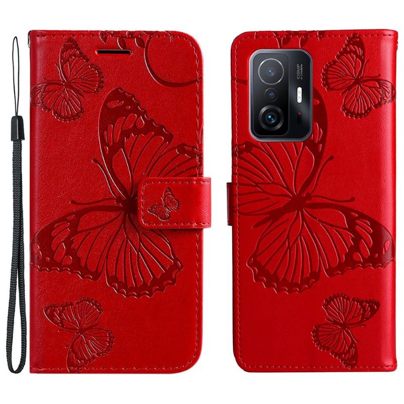 Kožené Pouzdro Na Xiaomi 11T / 11T Pro Motýli Podpůrných Funkcí
