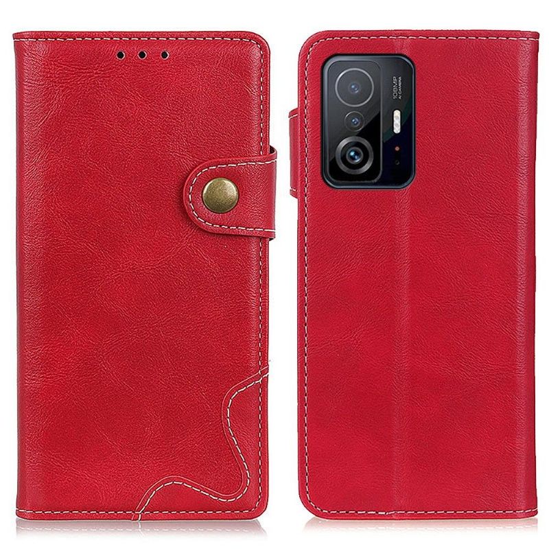 Kožené Pouzdro Na Xiaomi 11T / 11T Pro Odkryté Švy Ve Tvaru S