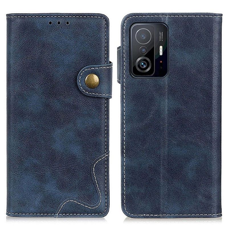 Kožené Pouzdro Na Xiaomi 11T / 11T Pro Odkryté Švy Ve Tvaru S