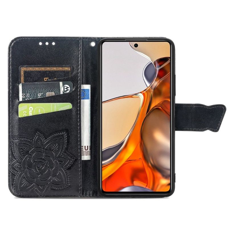 Kožené Pouzdro Na Xiaomi 11T / 11T Pro Reliéfní Motýl