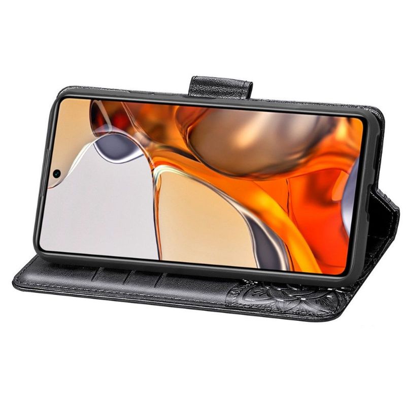 Kožené Pouzdro Na Xiaomi 11T / 11T Pro Reliéfní Motýl