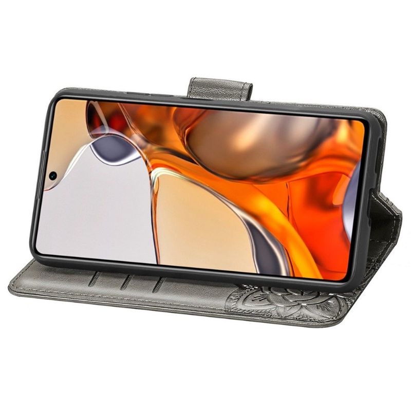 Kožené Pouzdro Na Xiaomi 11T / 11T Pro Reliéfní Motýl
