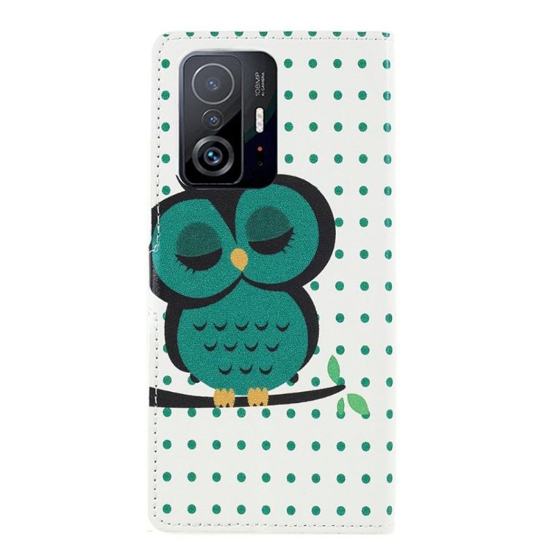 Kožené Pouzdro Na Xiaomi 11T / 11T Pro Spící Sova