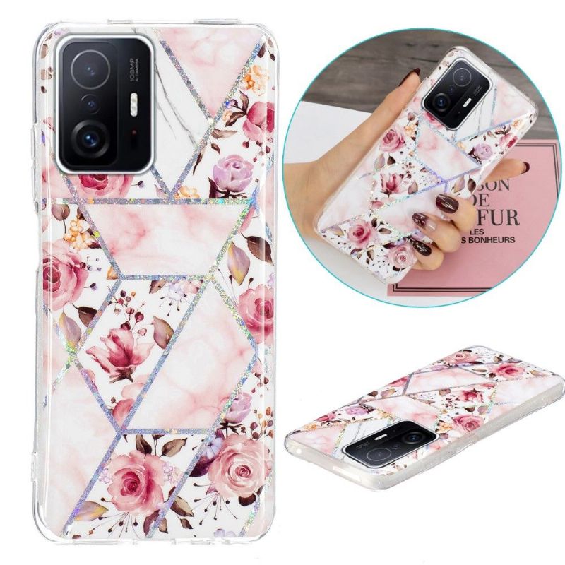 Kryt Na Xiaomi 11T / 11T Pro Silikonový Mramor A Květiny