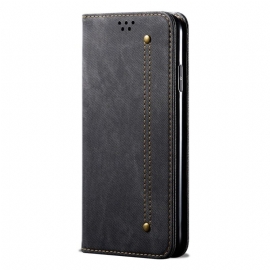 Kožené Pouzdro Folio Motorola Edge 50 Džínová Látka