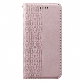 Kožené Pouzdro Folio Motorola Edge 50 Kostkovaný Vzor